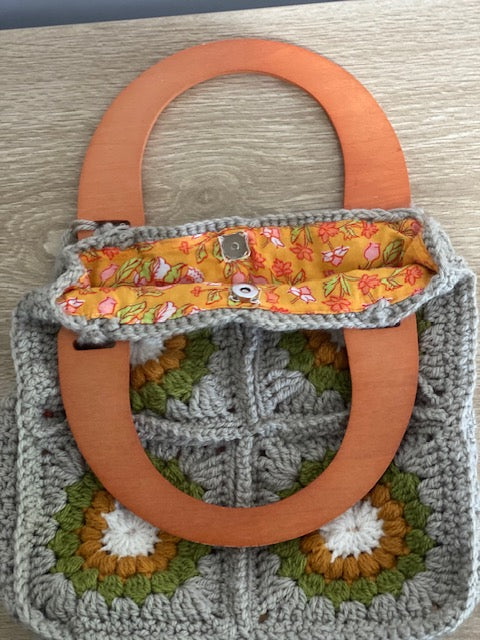 Handmade Crochet Granny Square Bag – Earthy Tones