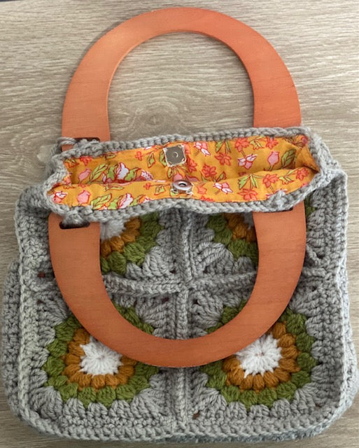 Handmade Crochet Granny Square Bag – Earthy Tones