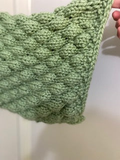 Handmade Knitted Bobble Sleeve Crop Sweater — Sage Green