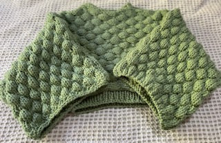 Handmade Knitted Bobble Sleeve Crop Sweater — Sage Green