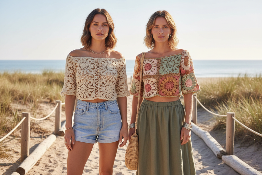 Both Crochet Tops On Models