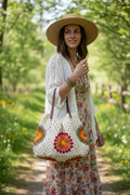 Crochet Granny Square Handbag on person
