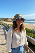 Grey Crochet Hat on Person