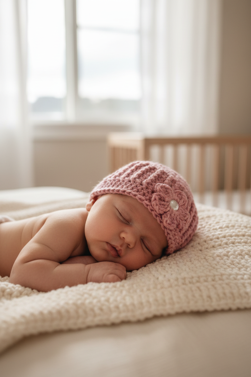 Pink Crochet Hat on Baby